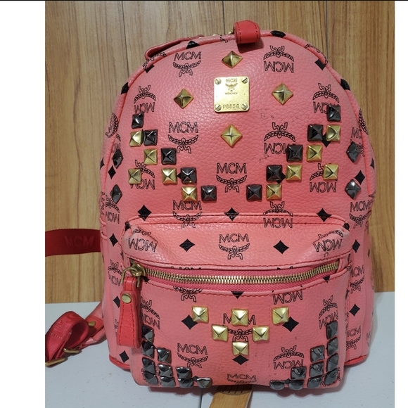 MCM Small Visetos Stark Backpack Pink - Picture 2 of 12